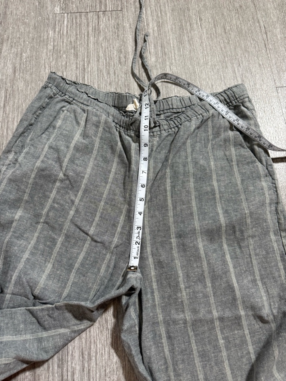 Eileen Fisher Linen Stripe Wide Leg Pant Gray Coastal Grandma Minimalist Relaxed - Picture 4 of 8